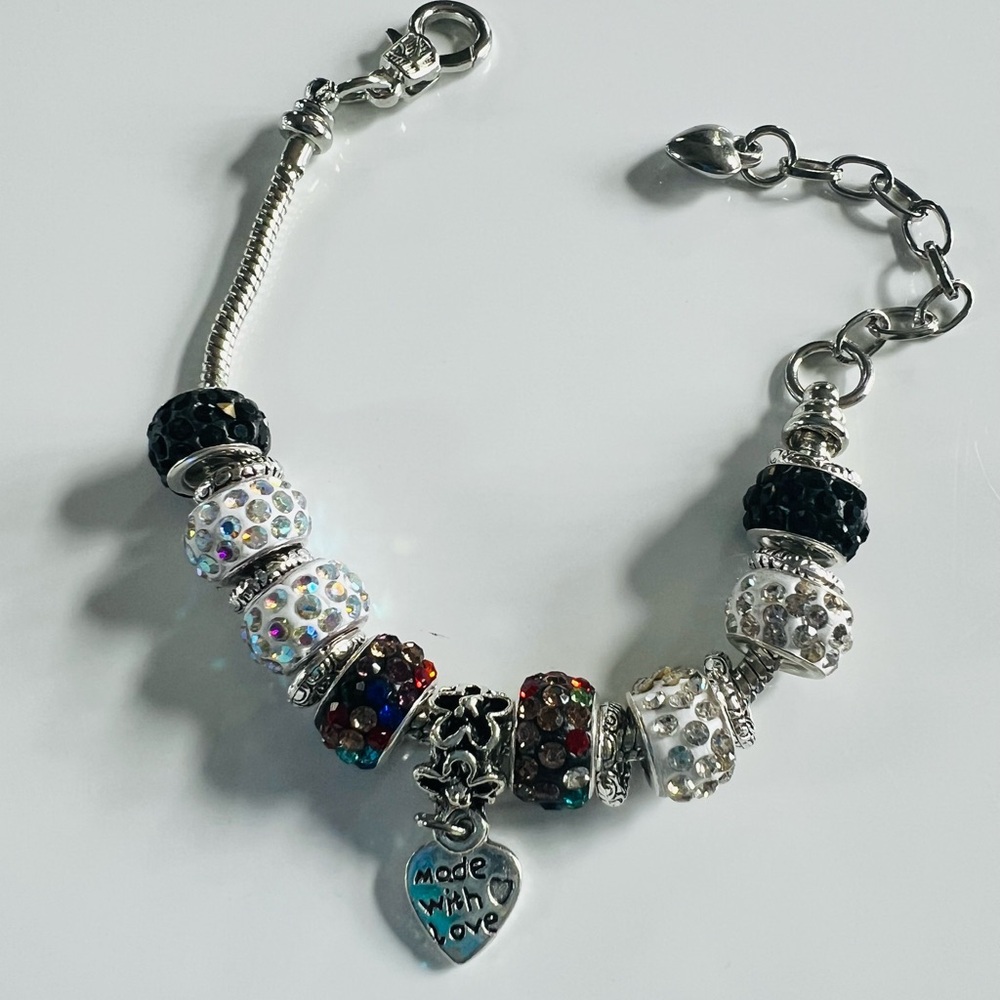 Silver and Black Charm Bracelet